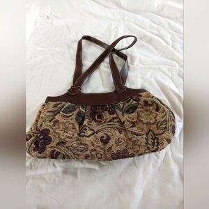 Relic Brown Hobo Shoulder Bag with Floral Pattern and Slouchy Shape